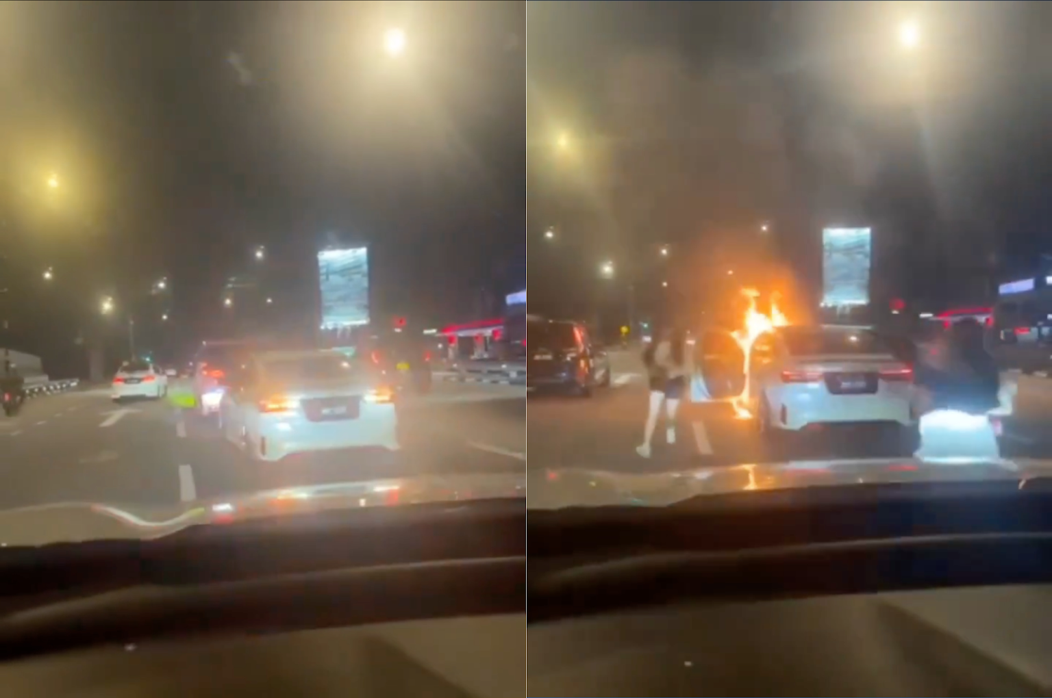 “Man Sets Wife’s Car on Fire in Johor Bahru – 4 People Escape Before It ...