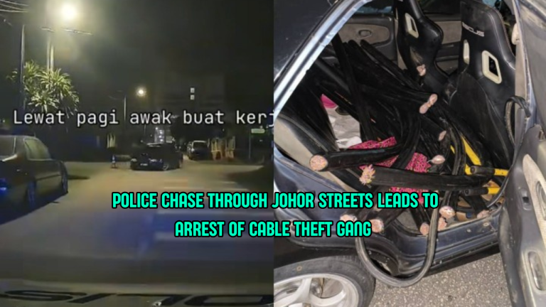 Four suspects, including a 16-year-old student, were arrested after police chased their vehicle through Johor Bahru.