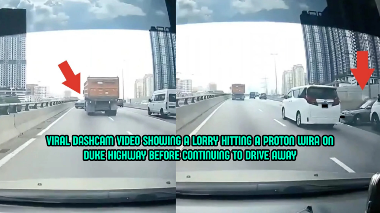 Lorry Slams Into Proton Wira On DUKE, Drives Off As Dashcam Footage Goes Viral