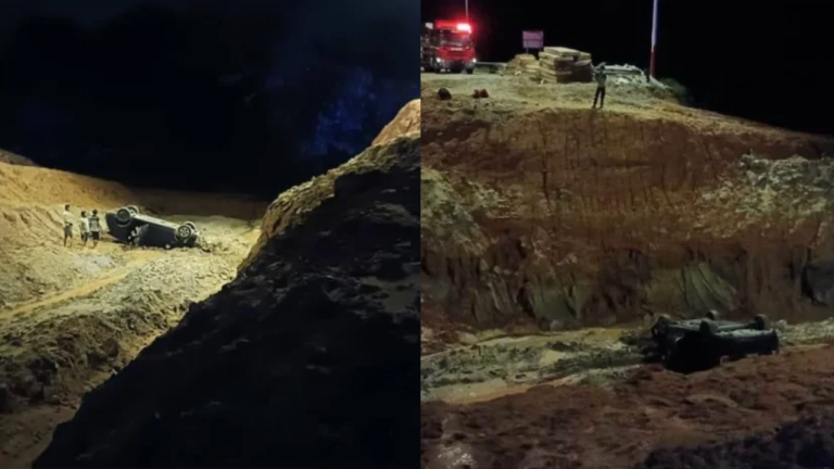 Car Following GPS Plunges Into Construction Pit, Five Chinese Tourists Injured In Kelantan