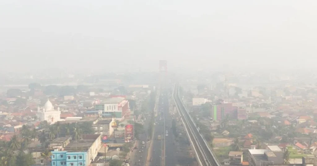 Hazy skies in Southeast Asia as smoke from forest fires in Indonesia reportedly reaches neighbouring countries including the Philippines.