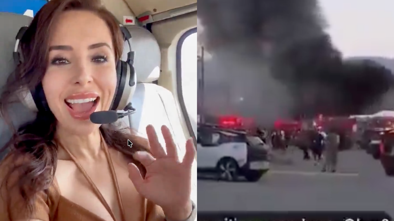 NBC4 aerial journalist Eliana Moreno pictured aboard a news helicopter before she and pilot George Marciniw were killed in a helicopter crash in Los Angeles.