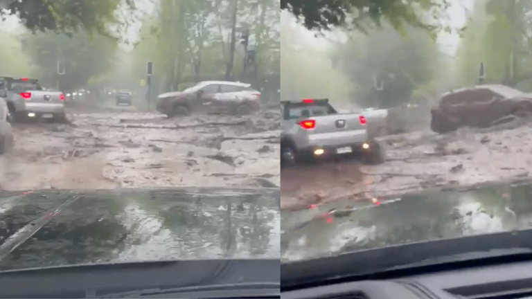 ‘Para atrás, para atrás’ – Dashcam Footage Captures Severe Mudflow Flooding in Santiago de Chile