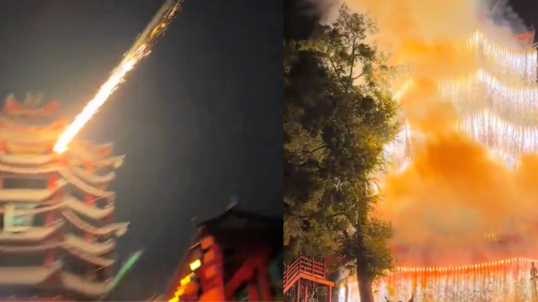 ‘Oh My God, This Is Insanely Beautiful’ – Tower Transforms Into Waterfall Of Fireworks In Chongqing